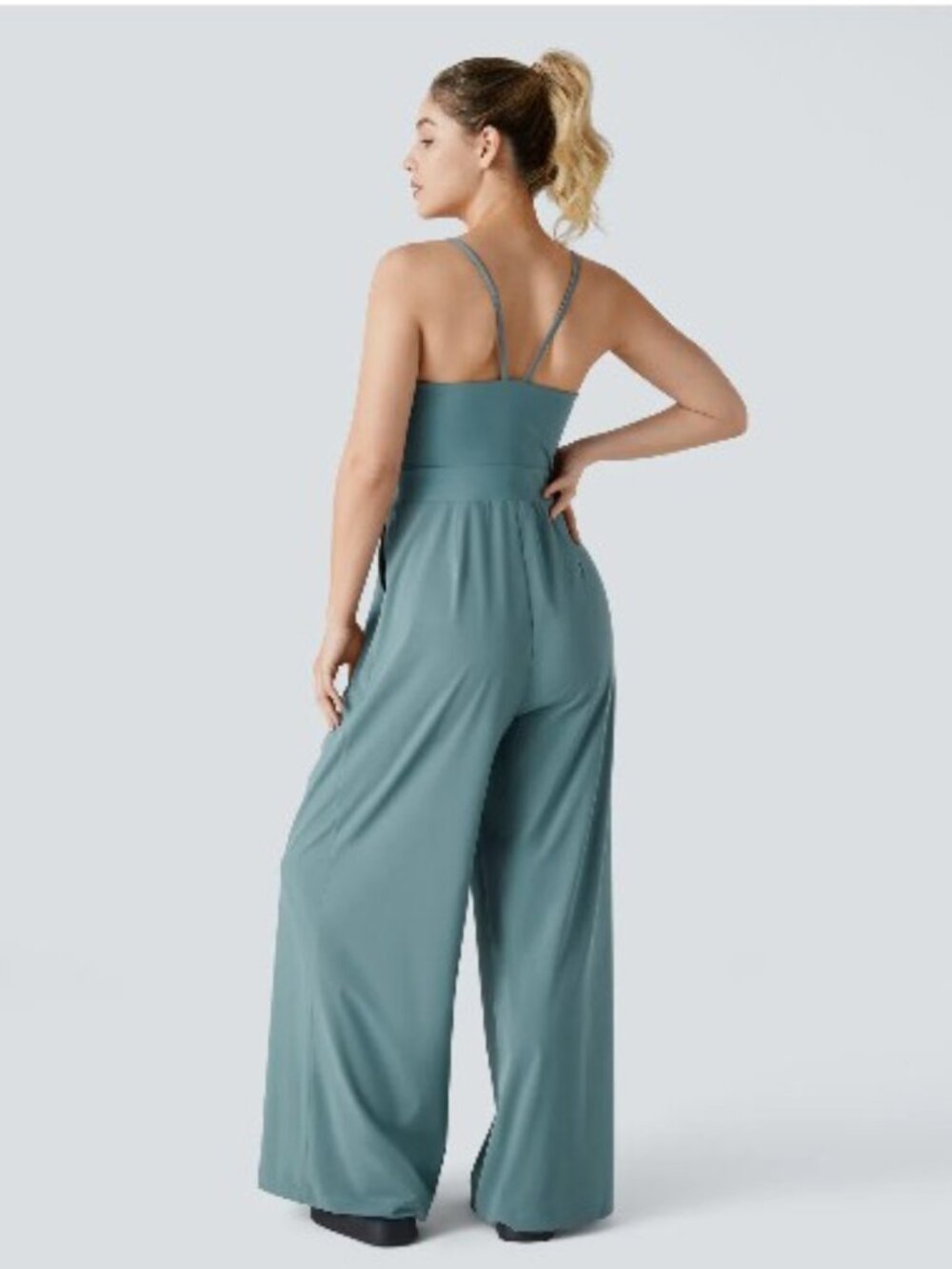 Halara backless side zipper wide leg quick dry jumpsuit small - Picture 2 of 6